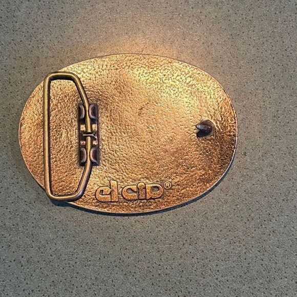 Vintage Pioneer Seed Leather Faced Belt Buckle El Cid - Picture 2 of 4